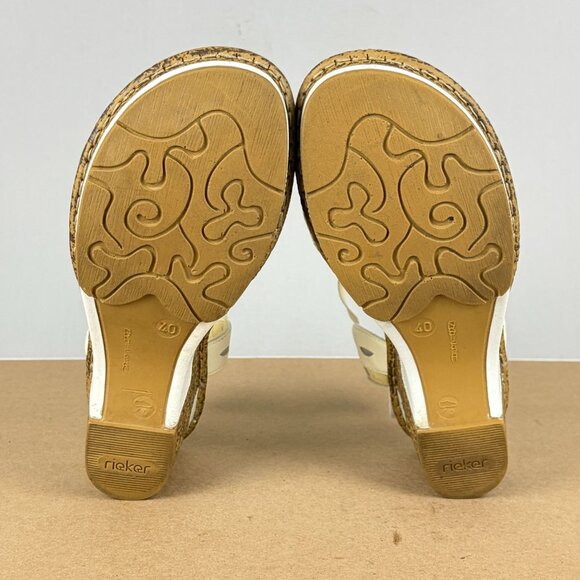 Rieker Elba Leather Wedge Sandals Womens 8.5 EU 40 White Ankle Strap - Picture 7 of 10